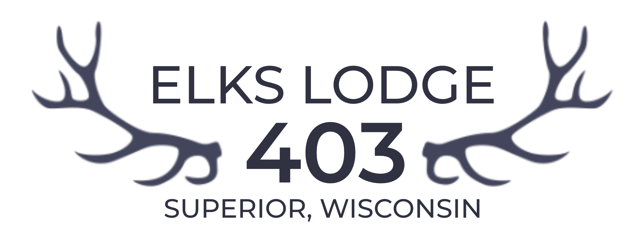 Superior Elks Lodge #403 logo, dark blue lettering with elk antlers